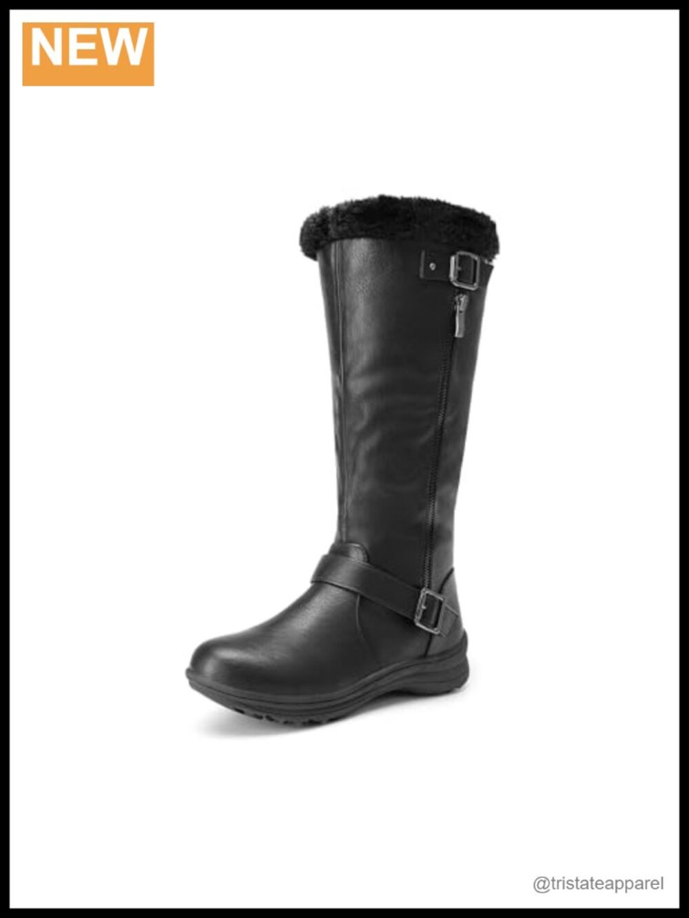Women's Knee High Winter Boots with Faux Fur Lining & Side Zipper